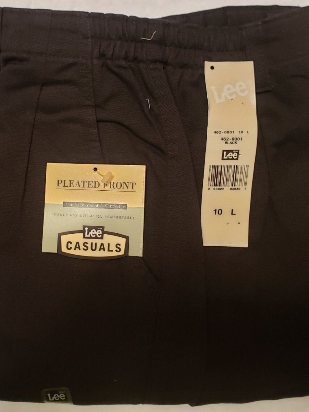 Lee Casuals Pleated Front Tailored Style Women's Pants, Sz 10 L, Black